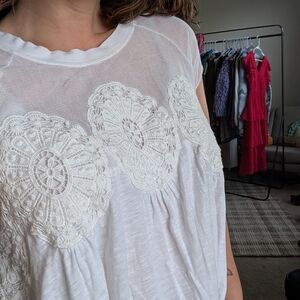 Meadow Rue White Lace Accent Blouse